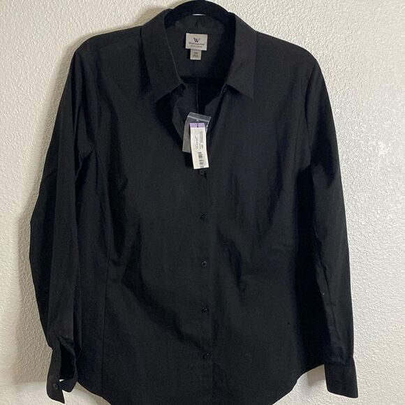NWT- Worthington- black button down- stretch Size 16P - Picture 1 of 6
